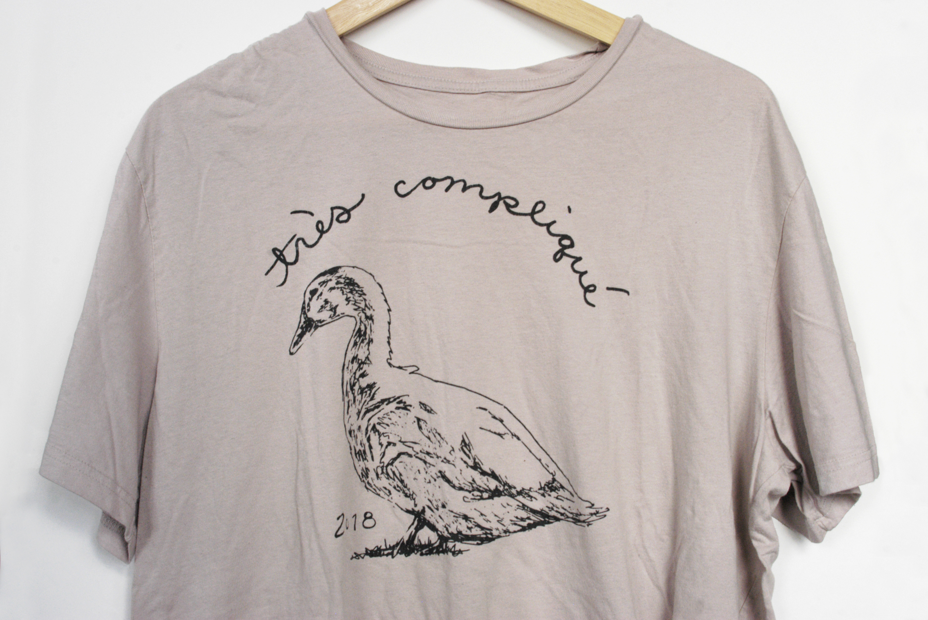 Drawing of a duck screenprinted on a shirt