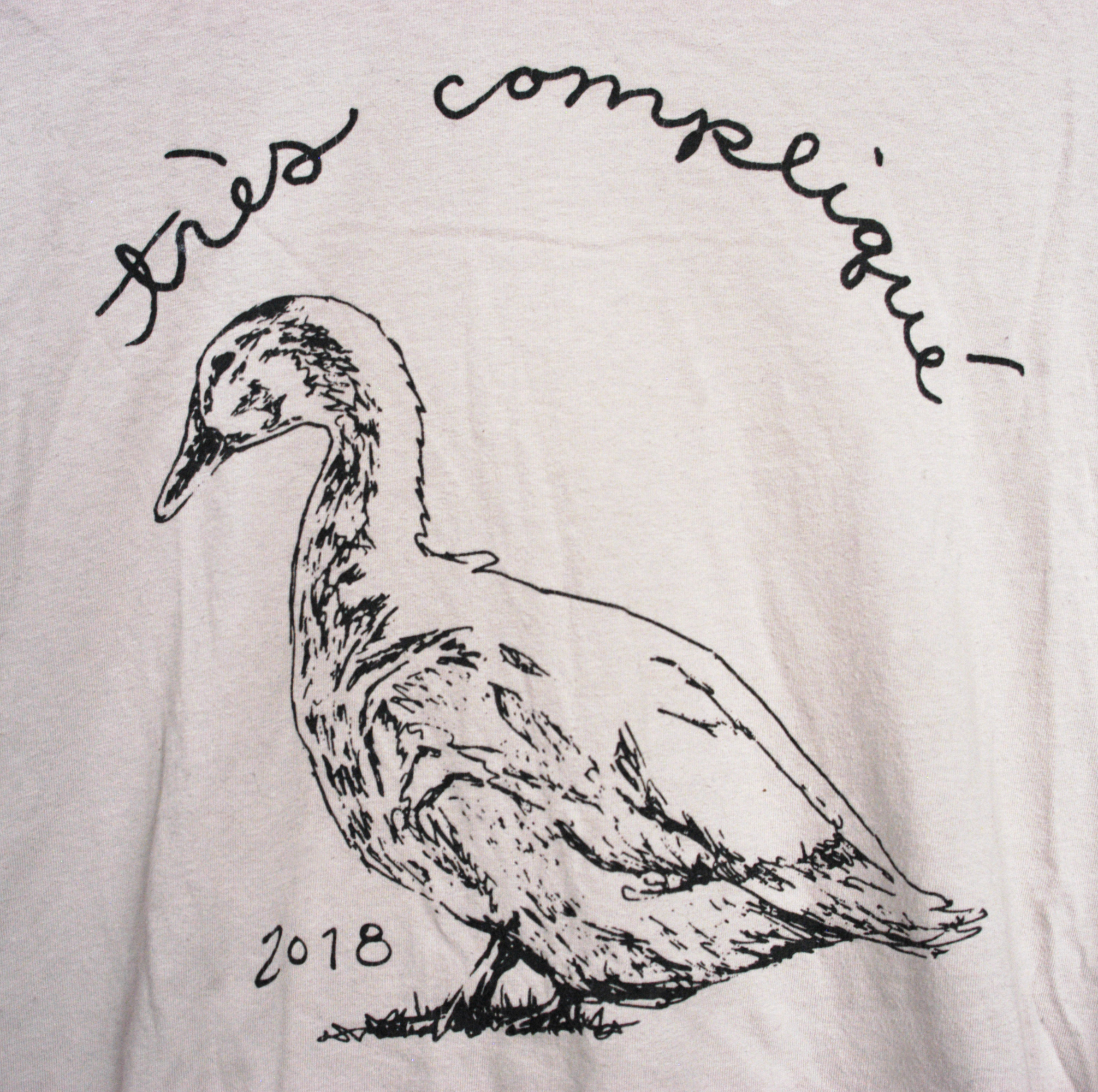 Drawing of a duck screenprinted on a shirt